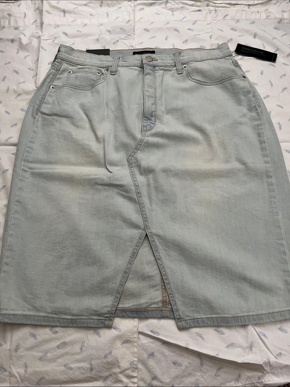 Light Wash Denim Skirt with Front Slit - Banana Republic brand